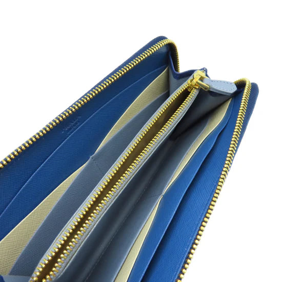 Zip Around Wallet Saffiano Leather Long Twins