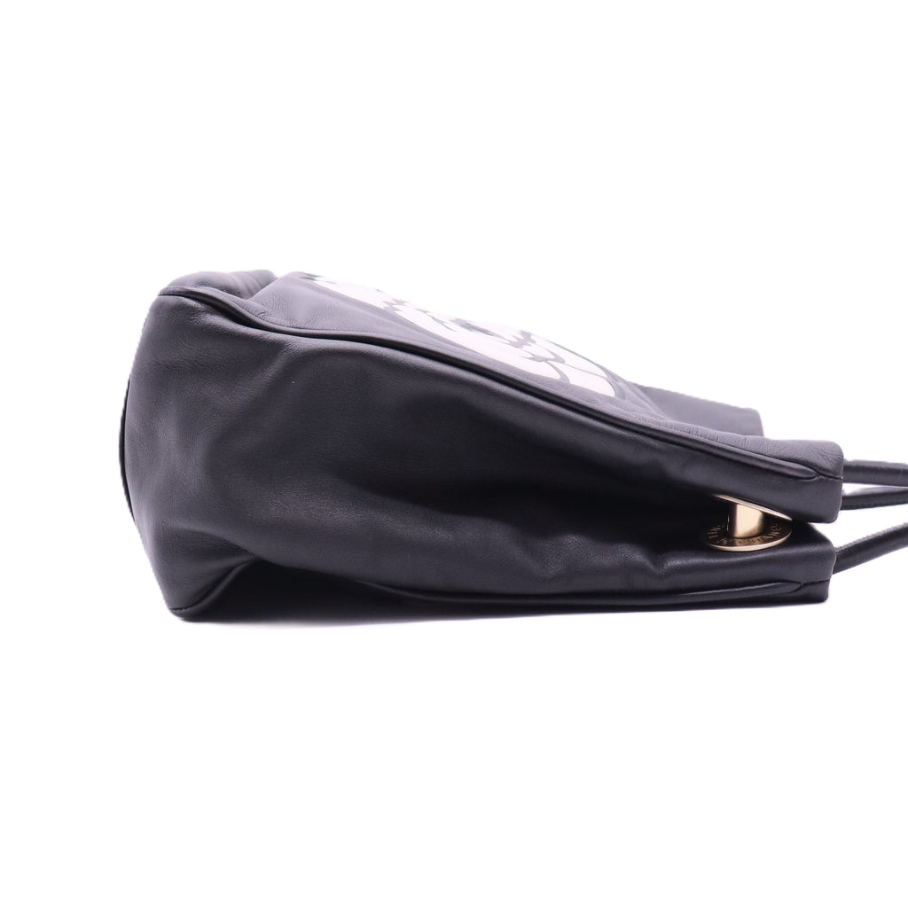 Lambskin Camellia Tote Black