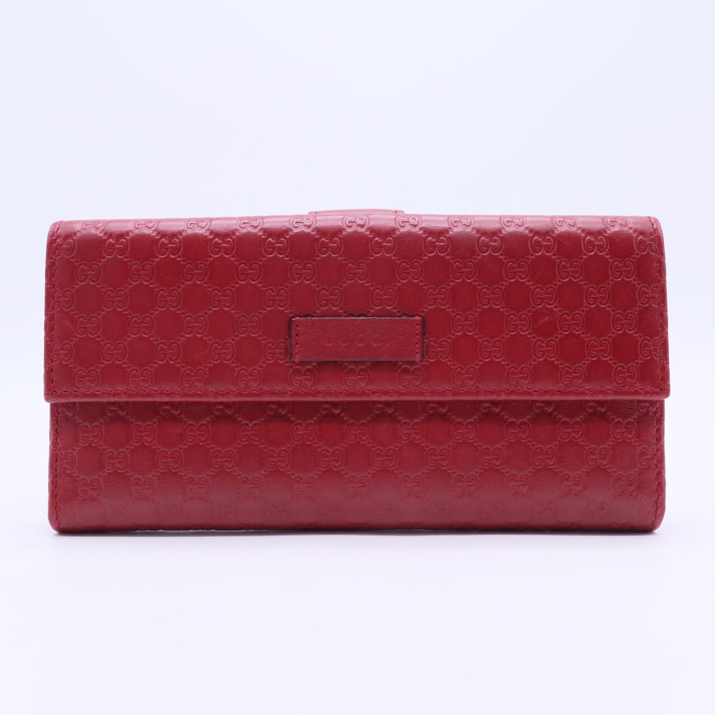 Red Microguccissima Leather Continental Long Bifold Wallet W20259