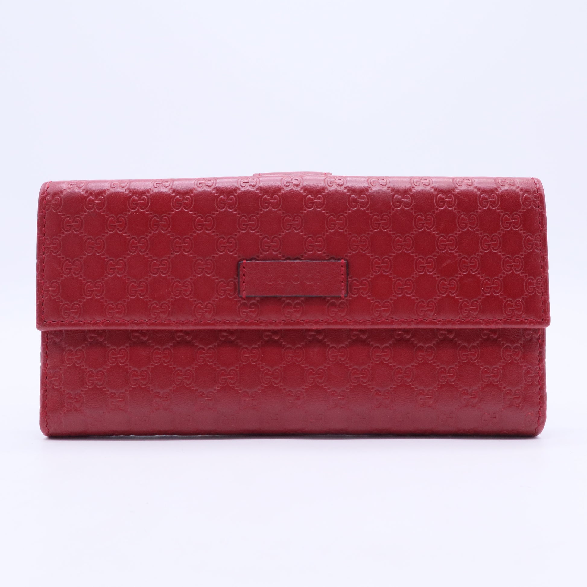 Red Microguccissima Leather Continental Long Bifold Wallet W20259
