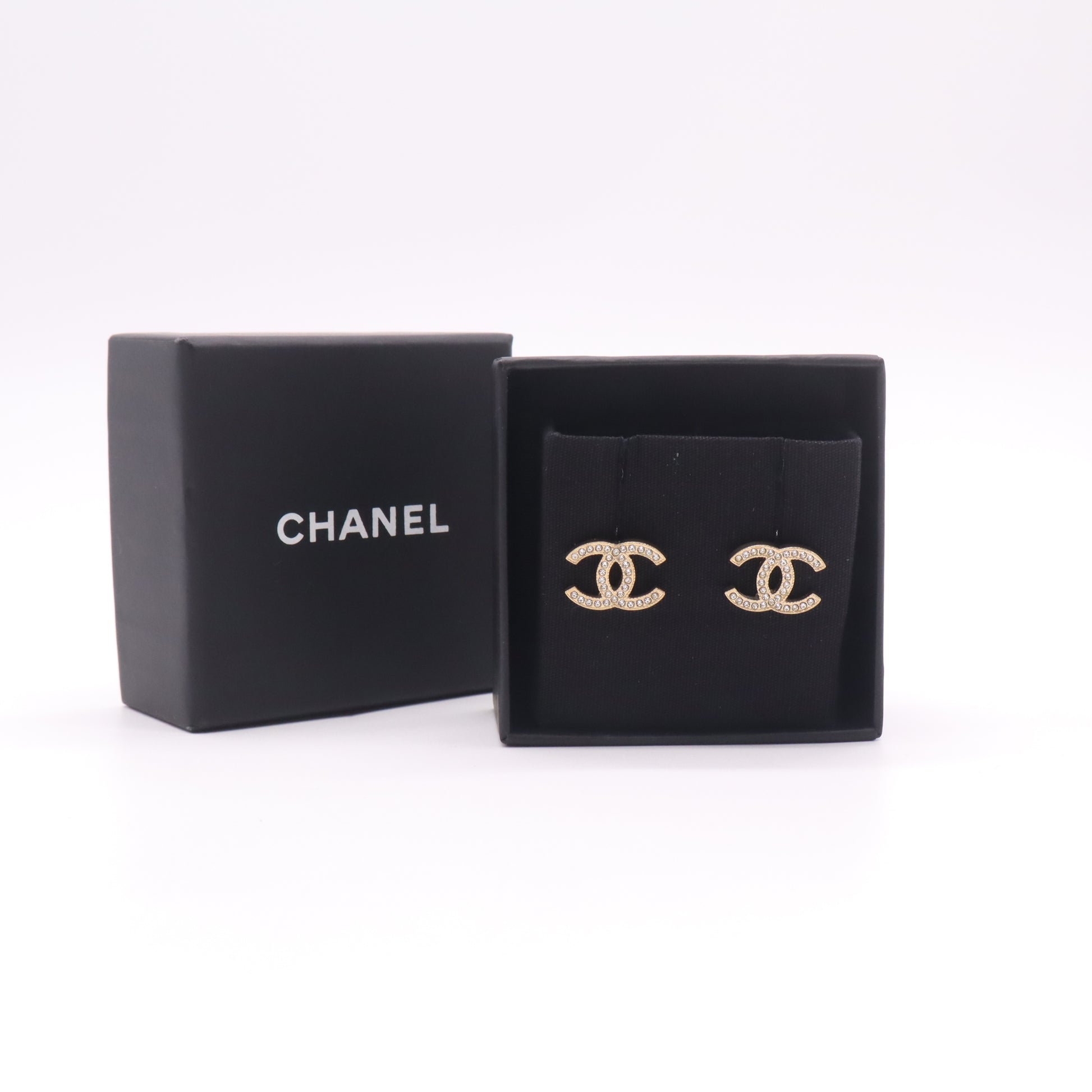 Chanel Classic CC Rhinestone Stud Earrings W22452