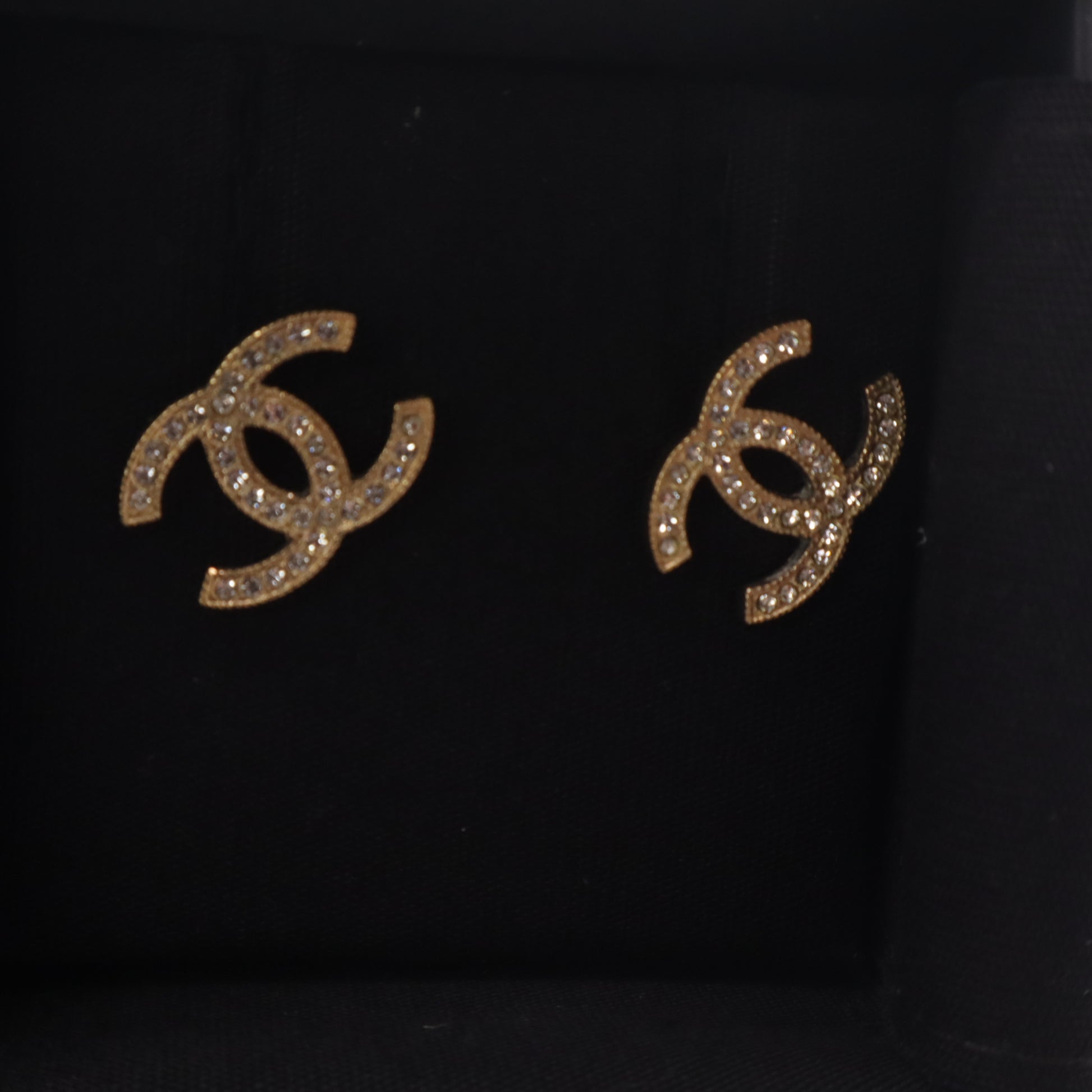 Chanel Classic CC Rhinestone Stud Earrings W22452