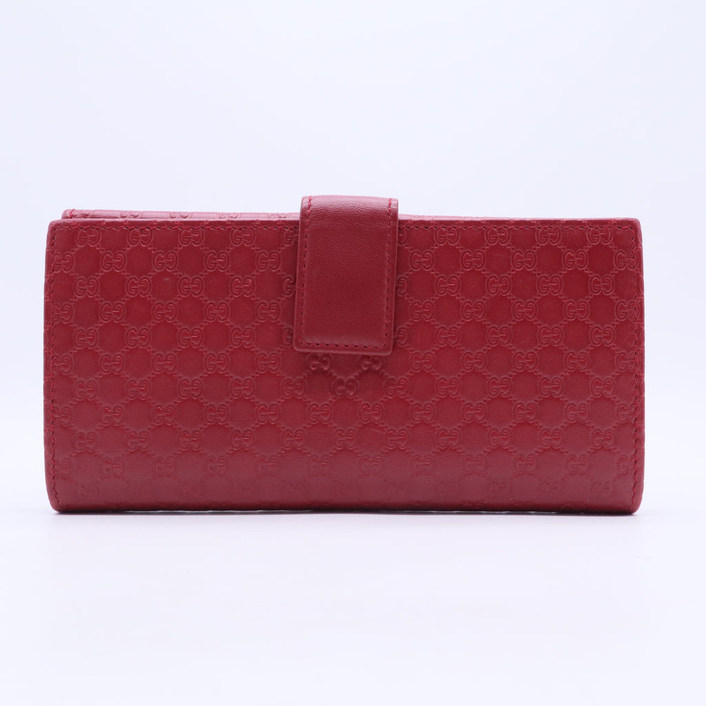 Red Microguccissima Leather Continental Long Bifold Wallet W20259