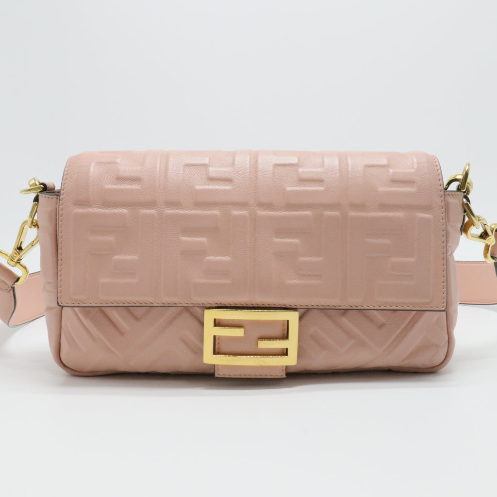 Nappa FF 1974 Embossed Baguette Rosa Bourbon