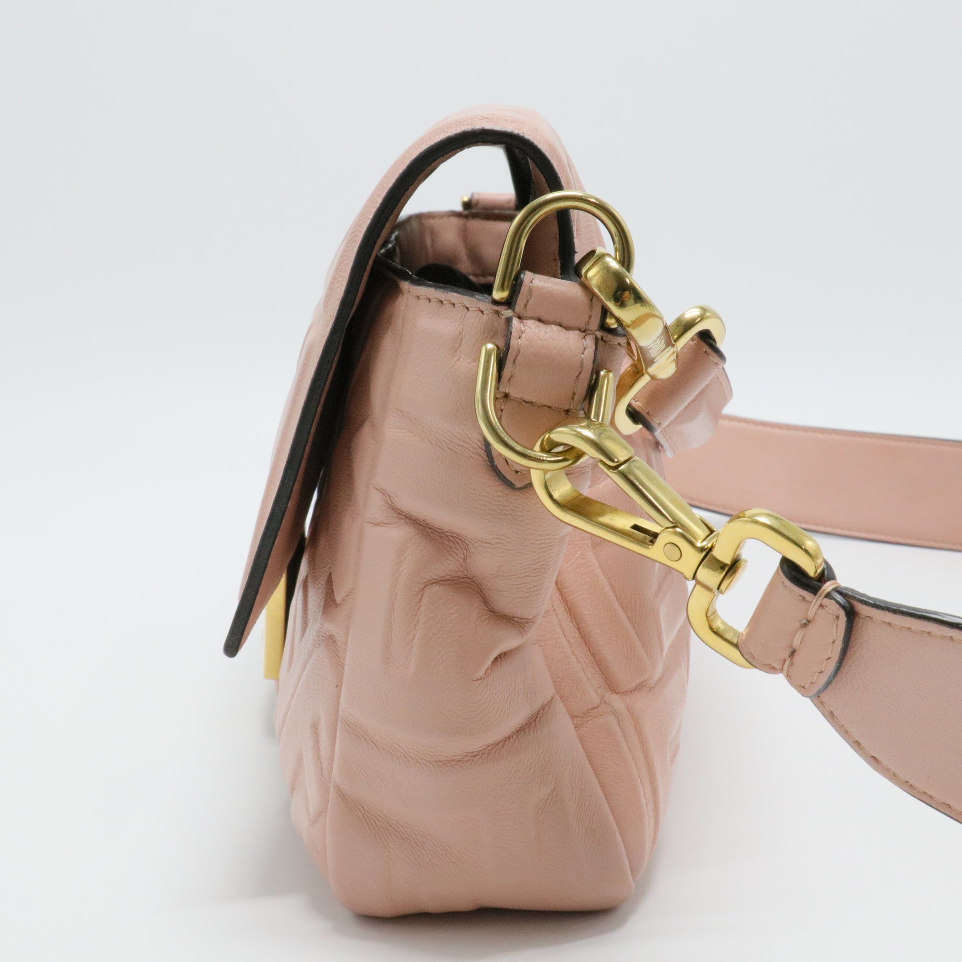 Nappa FF 1974 Embossed Baguette Rosa Bourbon