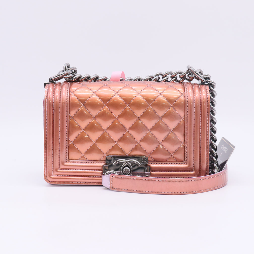 Chanel Boy Flap Bag Quilted Patent Small Twins LDJ5363