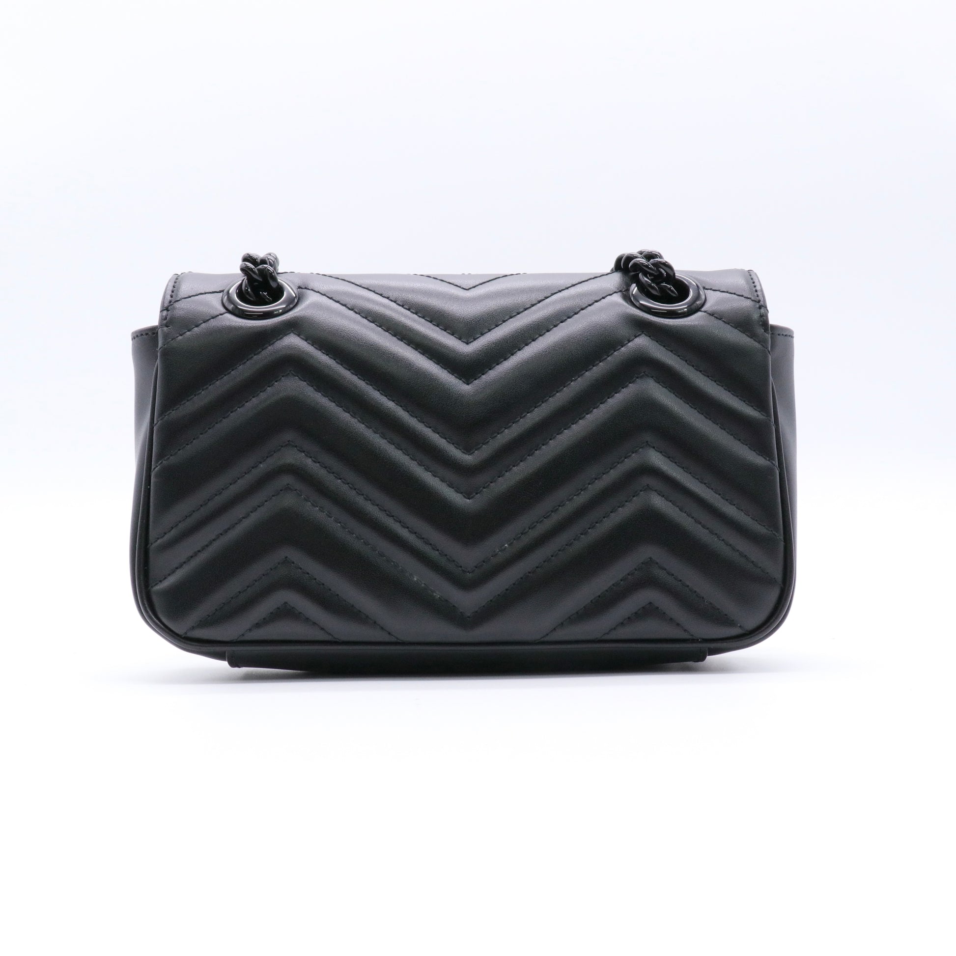 Calfskin Matelasse Monochrome Mini GG Marmont Shoulder Bag Black twins