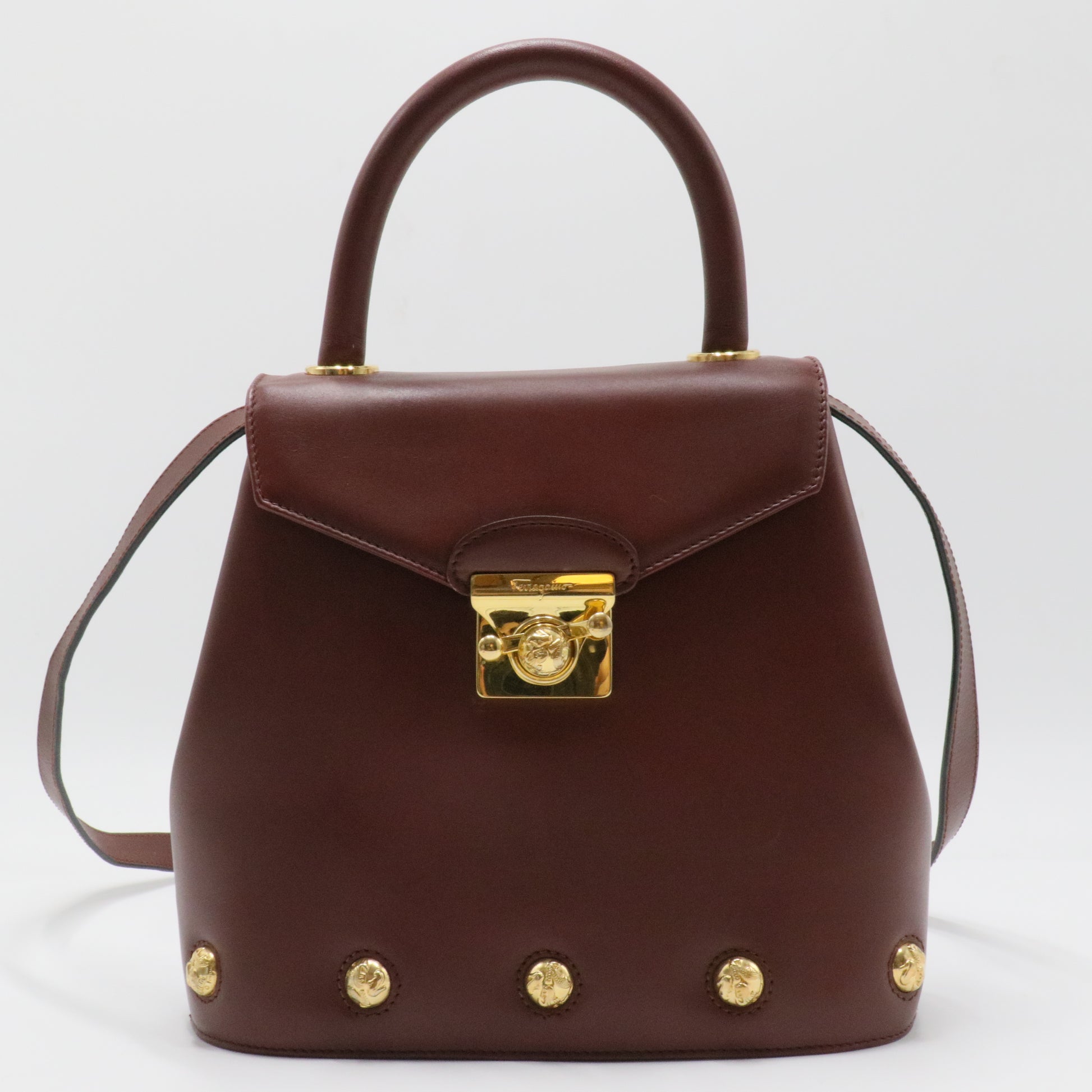 Gancini Convertible Top Handle Bag Leather Mini