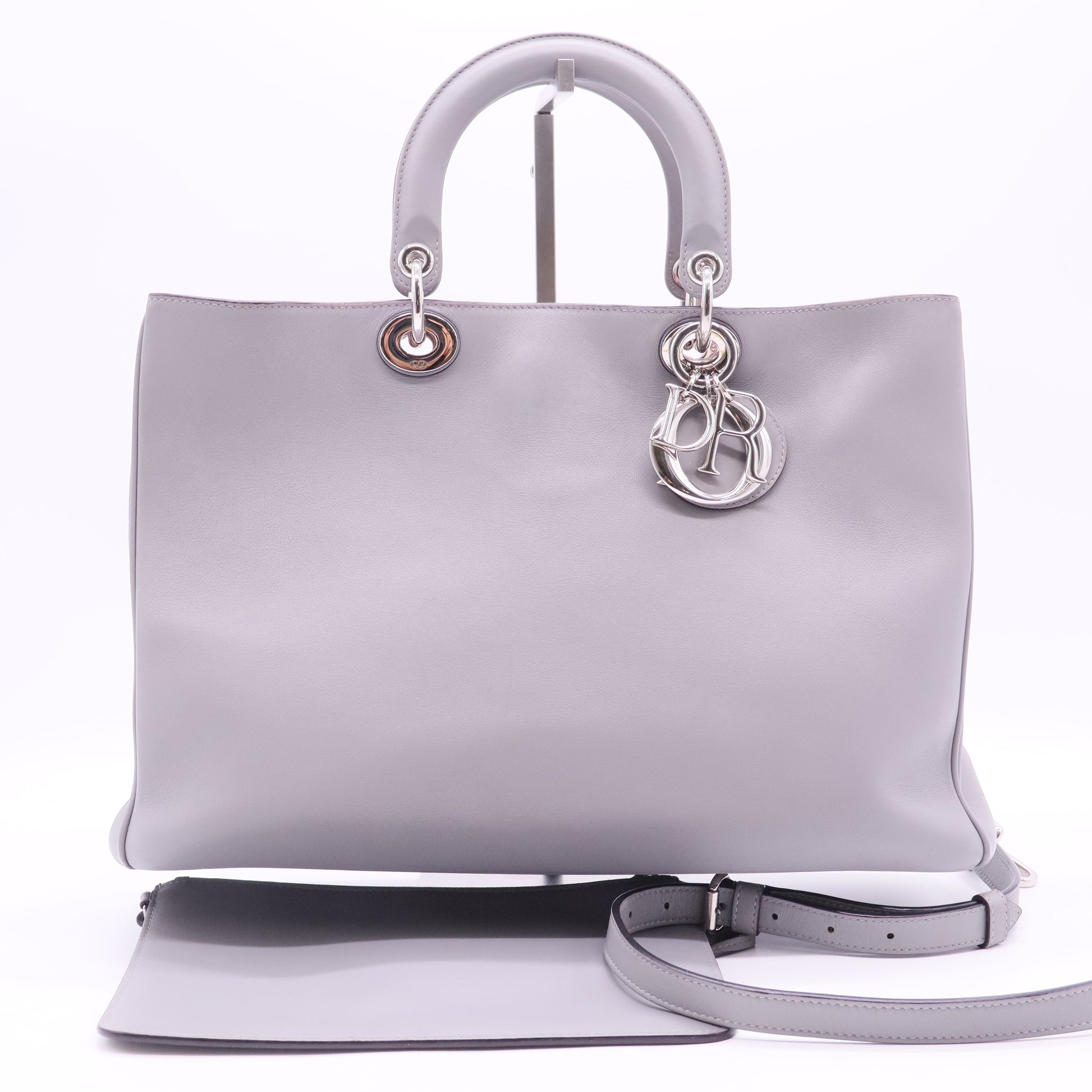 Dior Grey Leather Lady Bag Large