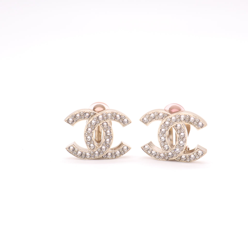 Chanel Crystal Timeless CC Stud Earrings W22450