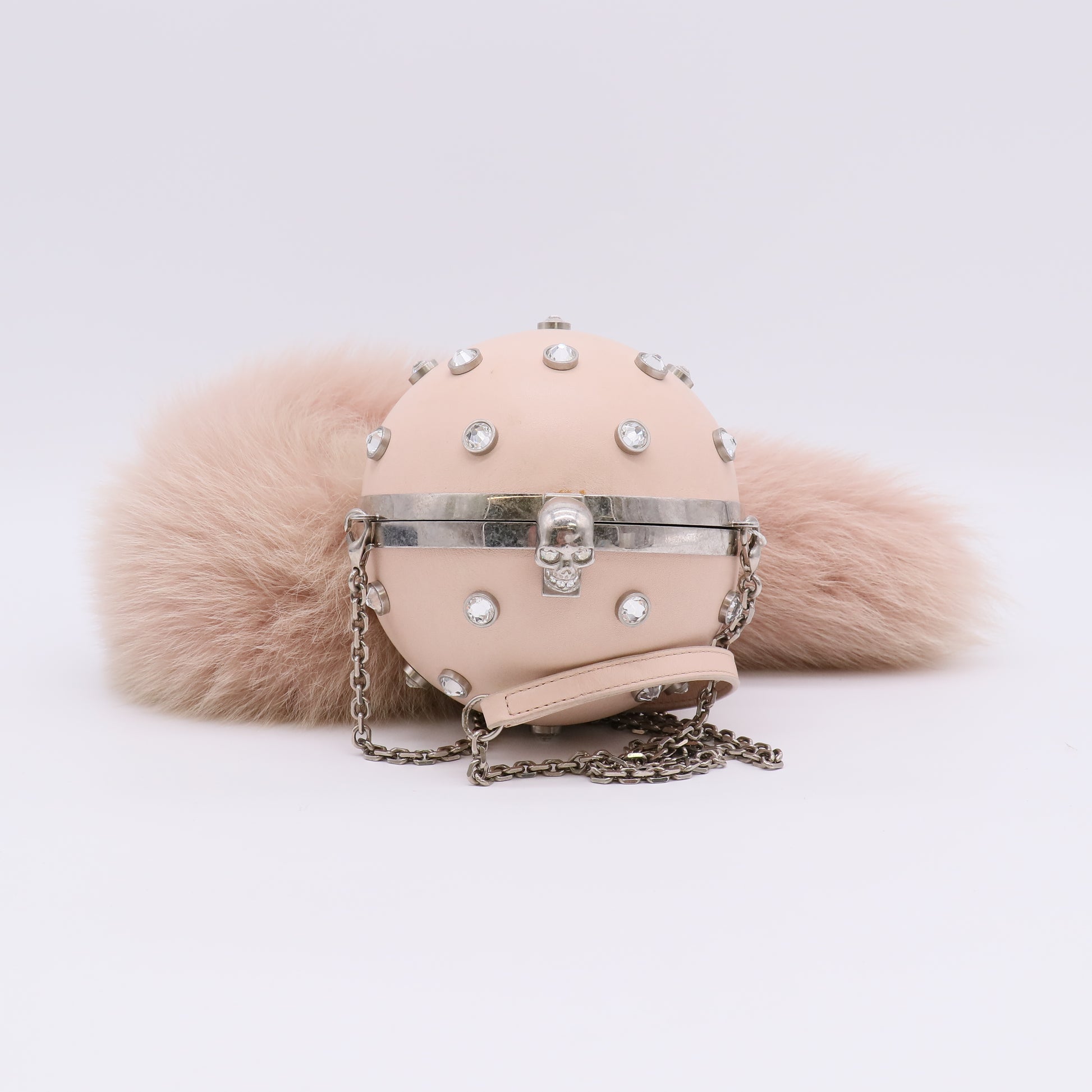 Alexander McQueen Beige Leather Britannia Studded Skull Box Bag twins LDJ4867