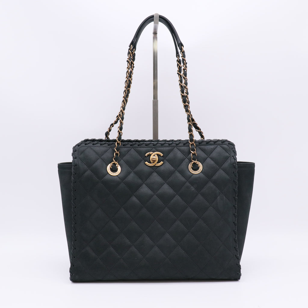 Chanel Whipstitch Tote Quilted Velvet Calfskin Medium twins B23165