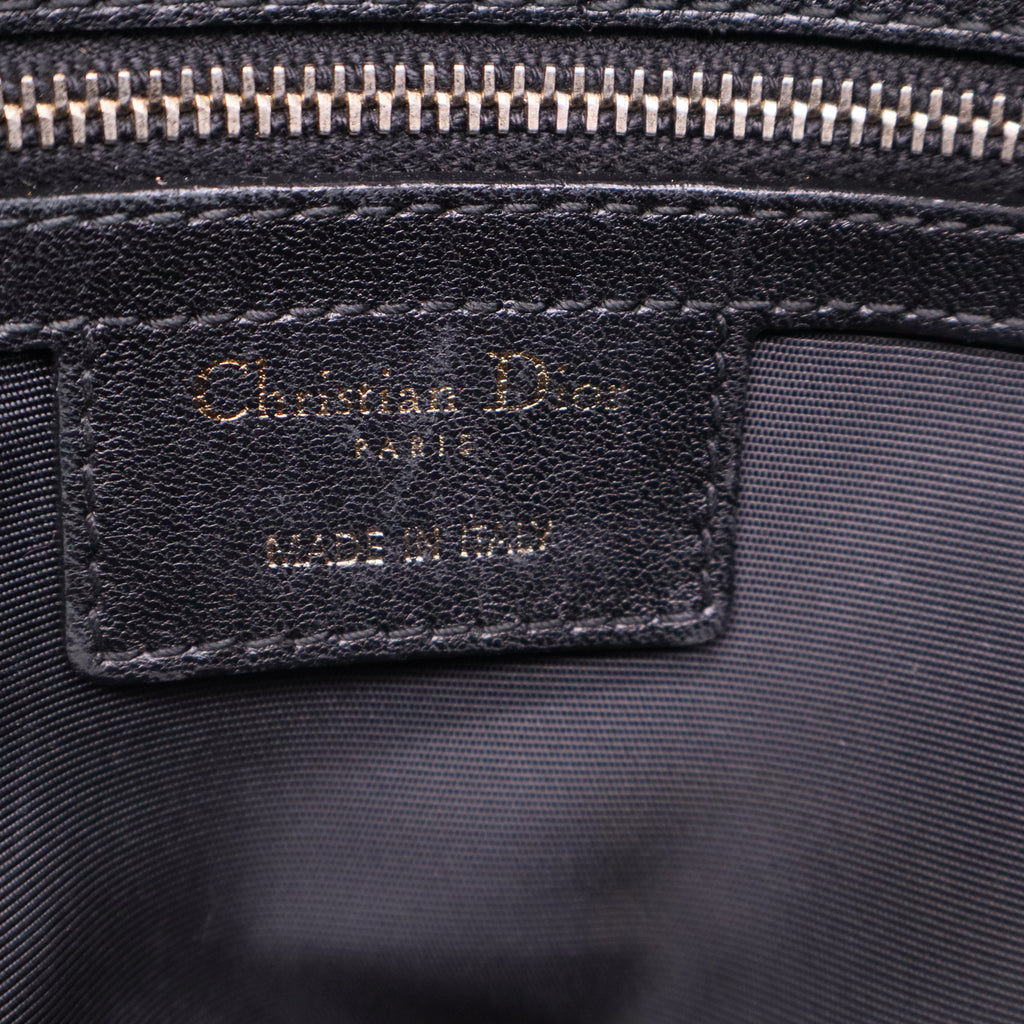 Dior Black Cannage Leather Side Pocket Satchel Twins