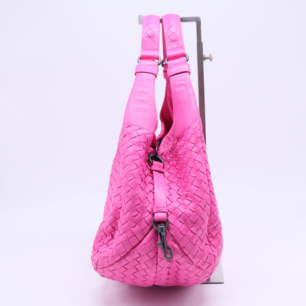 Pink Intrecciato Woven Nappa Leather Medium Campana Bag B21056