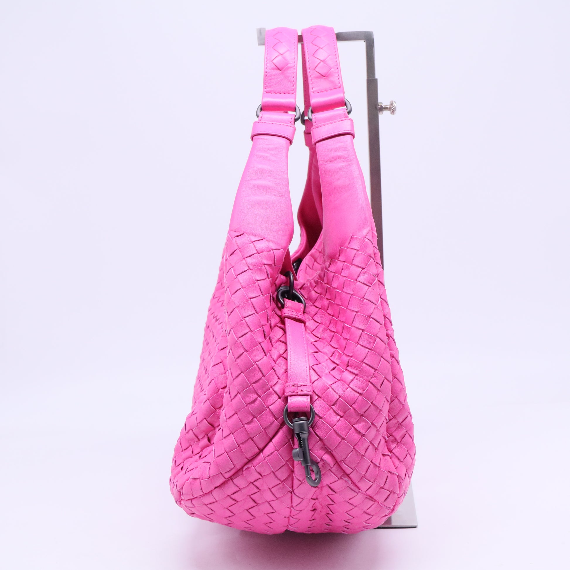 Pink Intrecciato Woven Nappa Leather Medium Campana Bag B21056