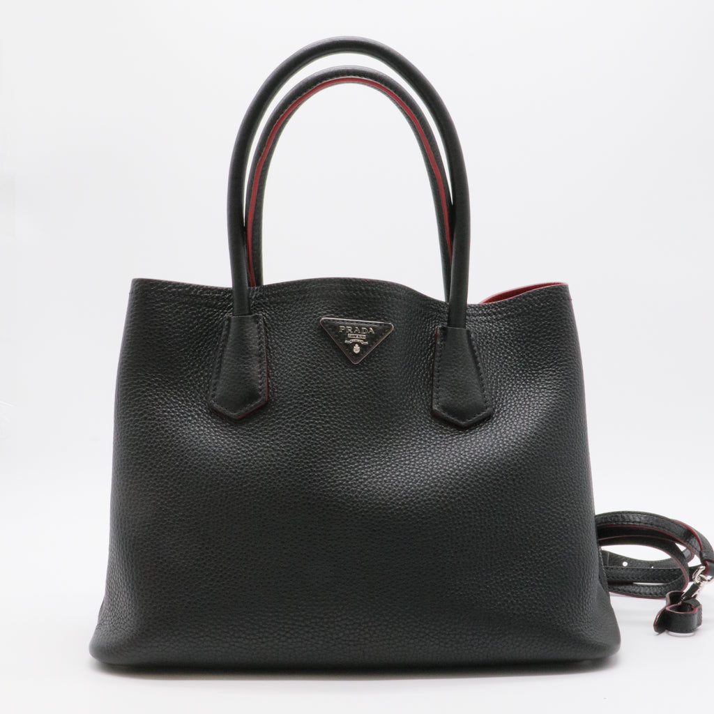 Saffiano Cuir Medium Double Bag Black Fuoco