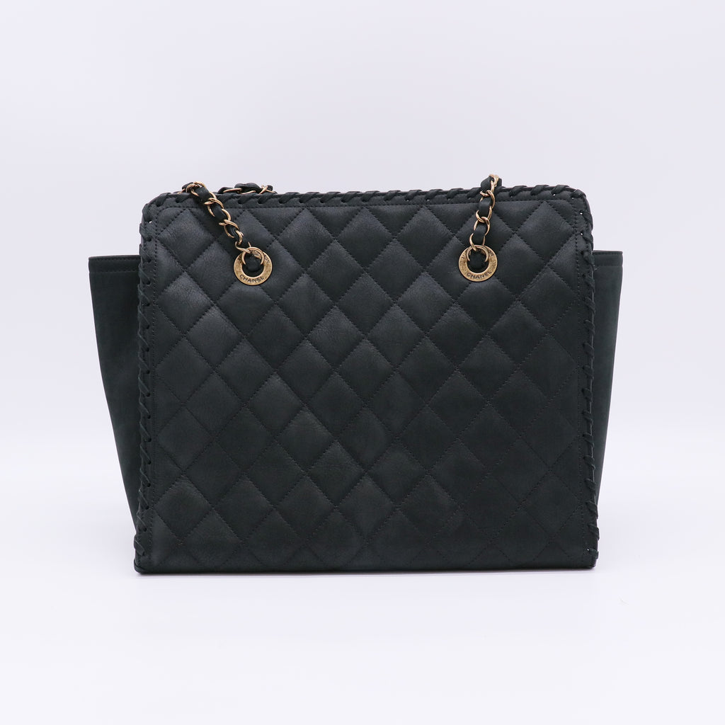 Chanel Whipstitch Tote Quilted Velvet Calfskin Medium twins B23165