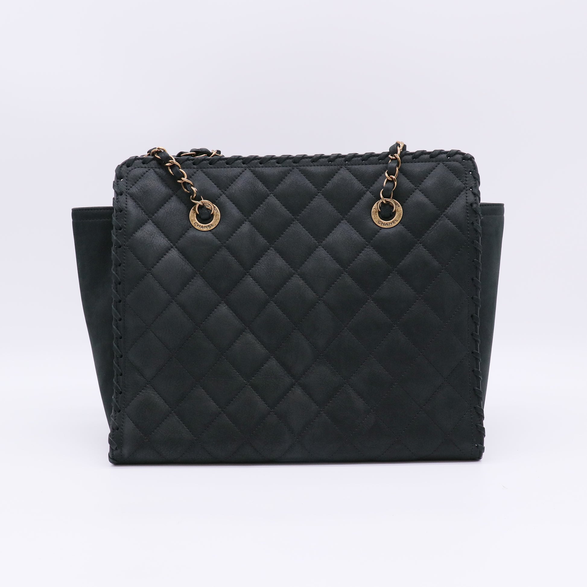 Chanel Whipstitch Tote Quilted Velvet Calfskin Medium twins B23165