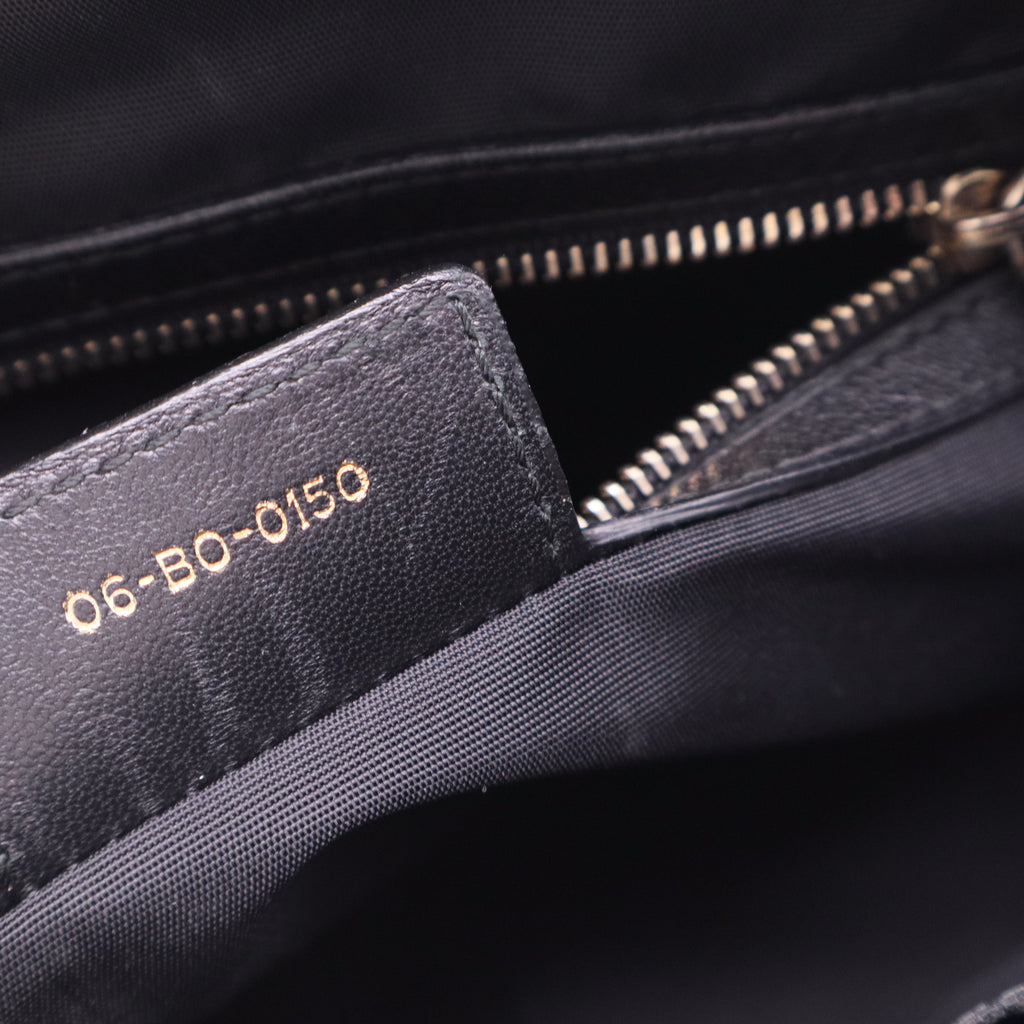 Dior Black Cannage Leather Side Pocket Satchel Twins