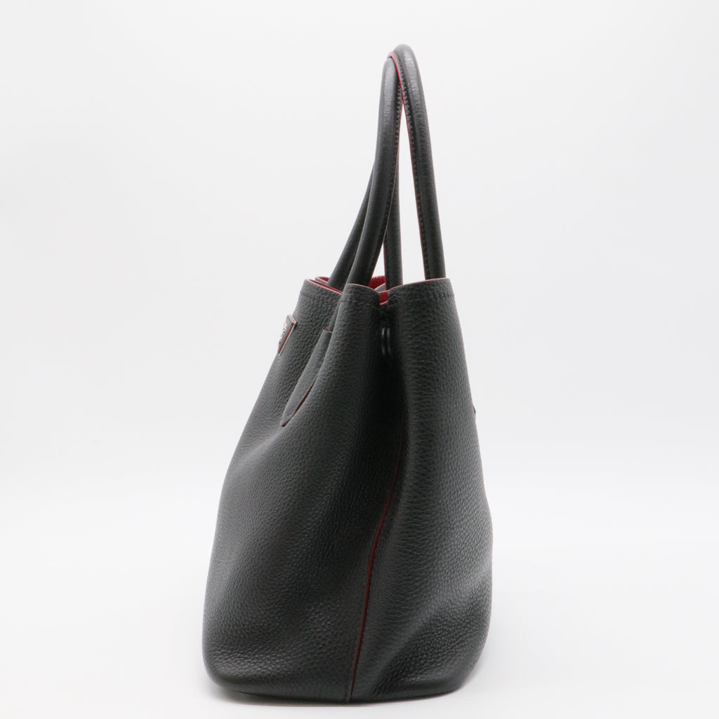 Saffiano Cuir Medium Double Bag Black Fuoco