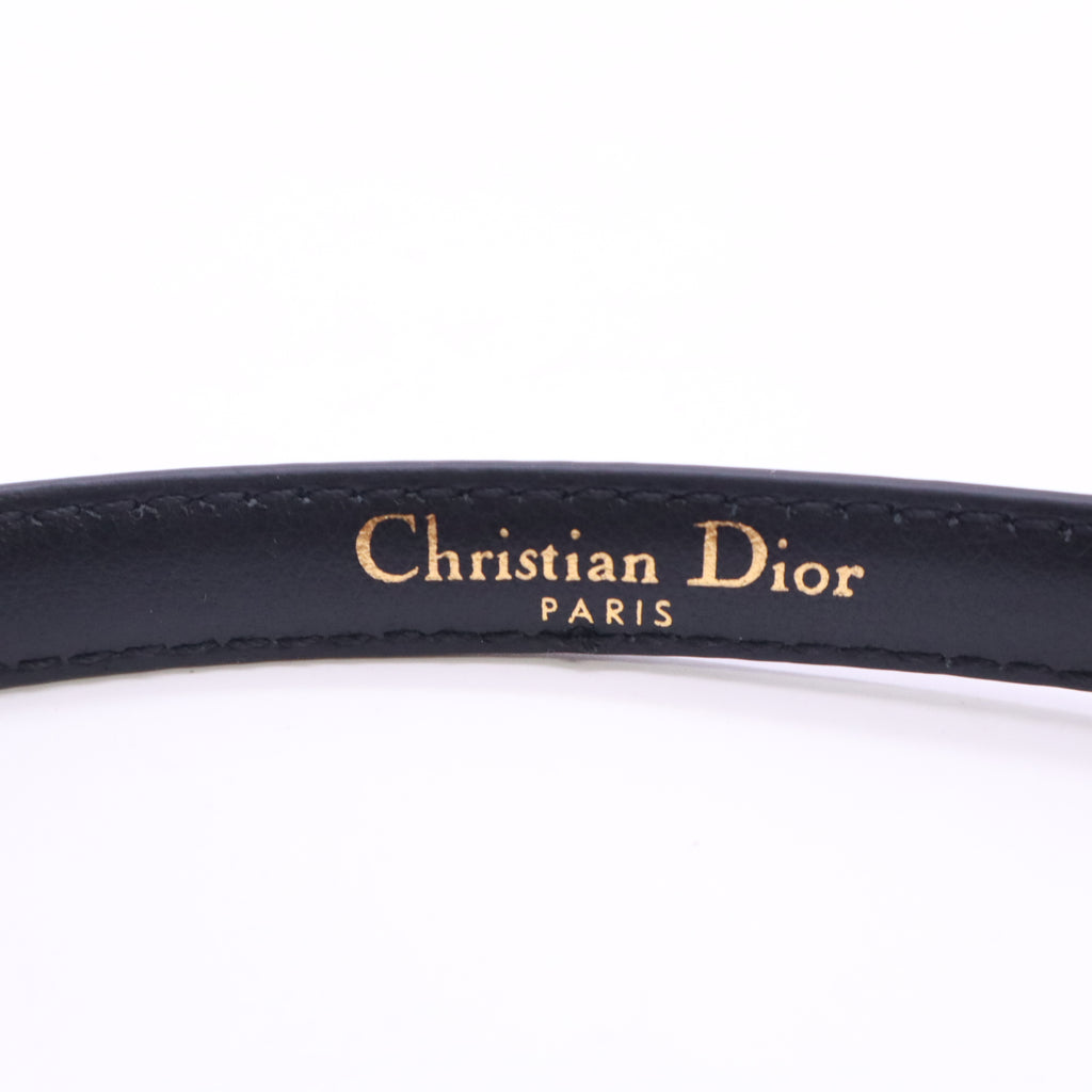 Black Calfskin Leather CD Skinny Belt Size 75/30 W23710