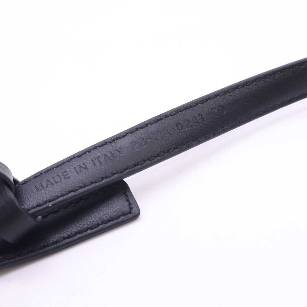 Black Calfskin Leather CD Skinny Belt Size 75/30 W23710