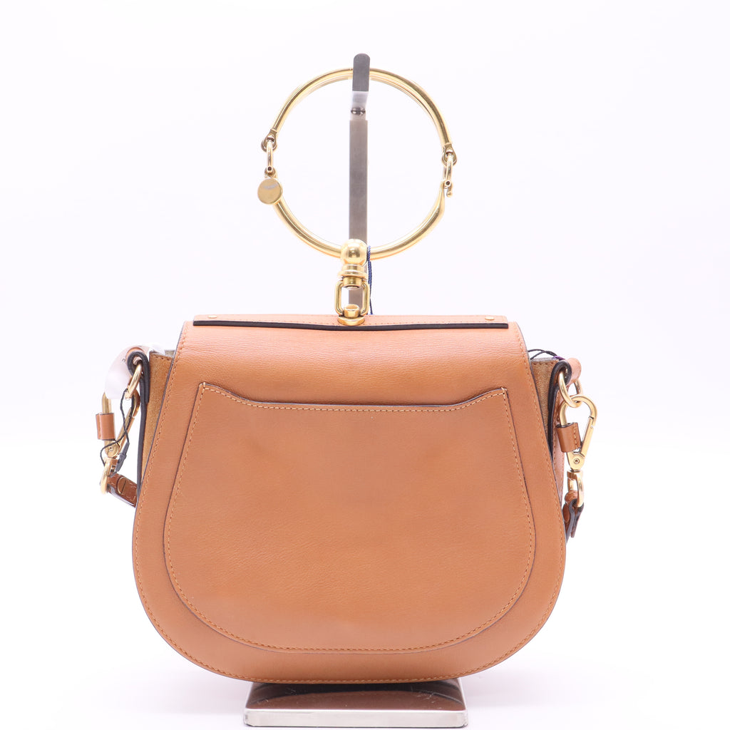 CHLOÉ Calfskin Suede Medium Nile Bracelet Bag Biscotti Beige twins