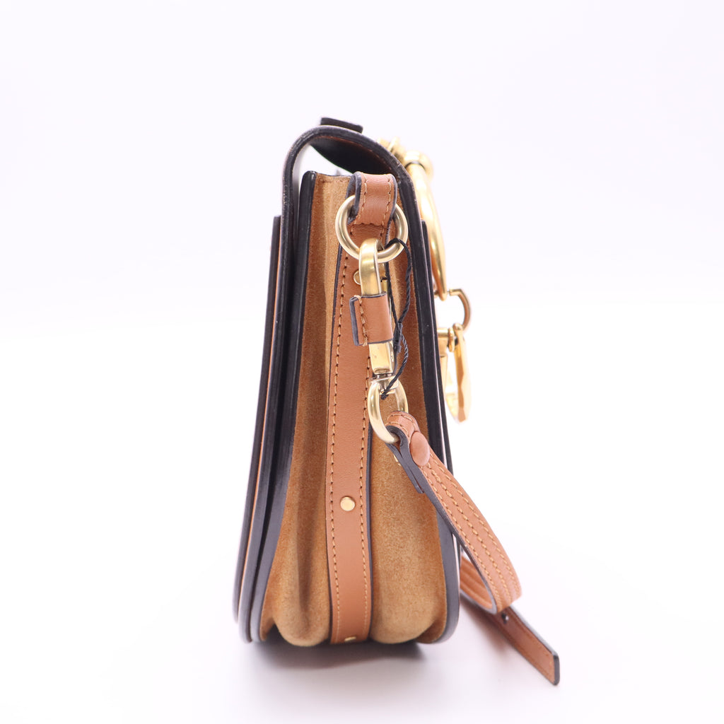 CHLOÉ Calfskin Suede Medium Nile Bracelet Bag Biscotti Beige twins