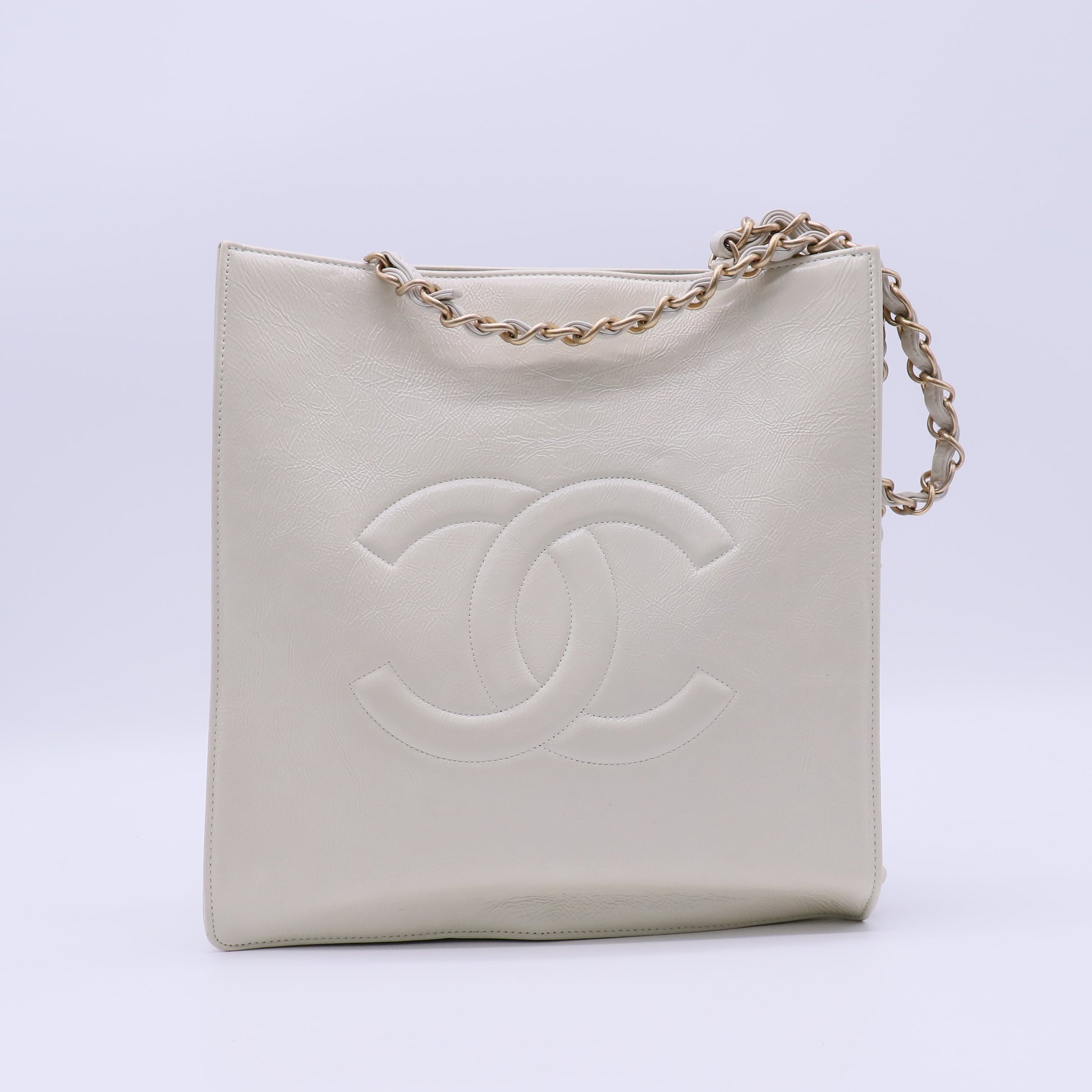 Chanel White calfskin shopping tote bag Twins LDJ4035
