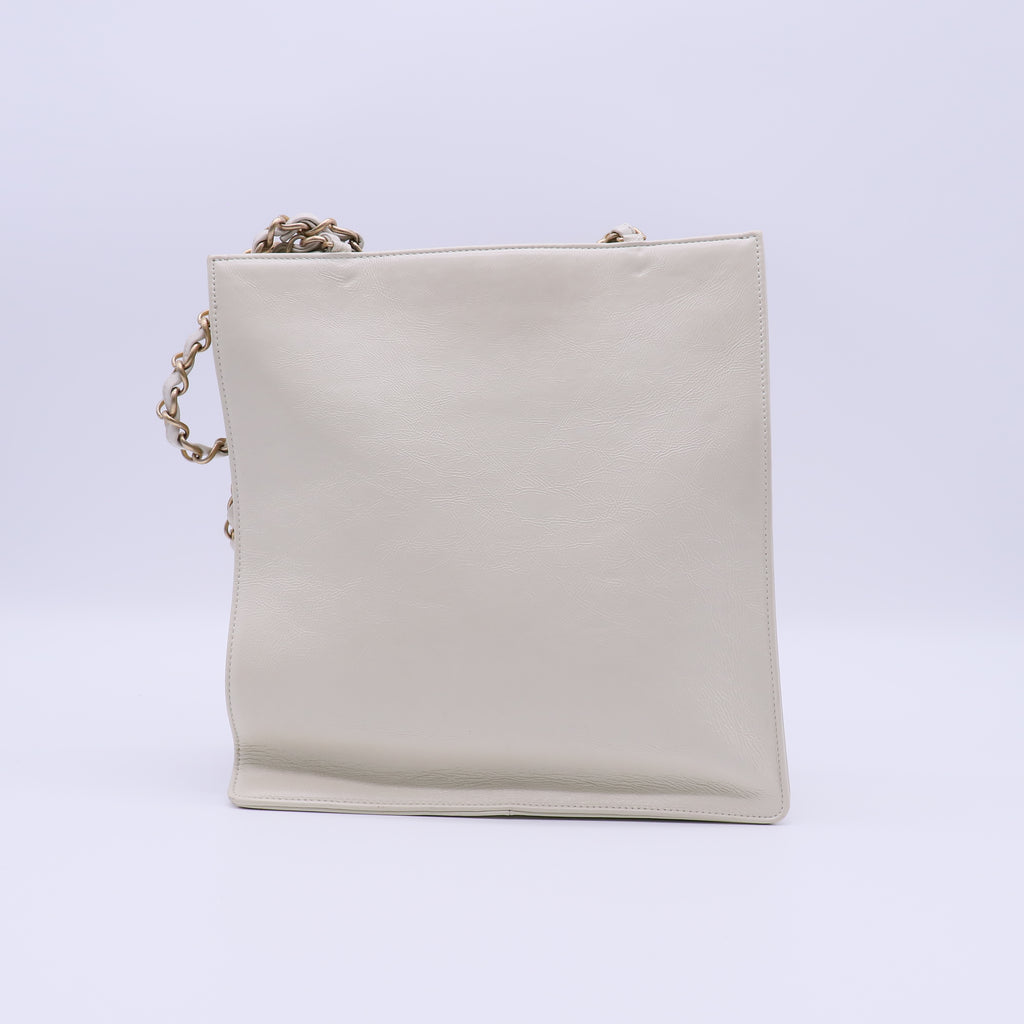 Chanel White calfskin shopping tote bag Twins LDJ4035