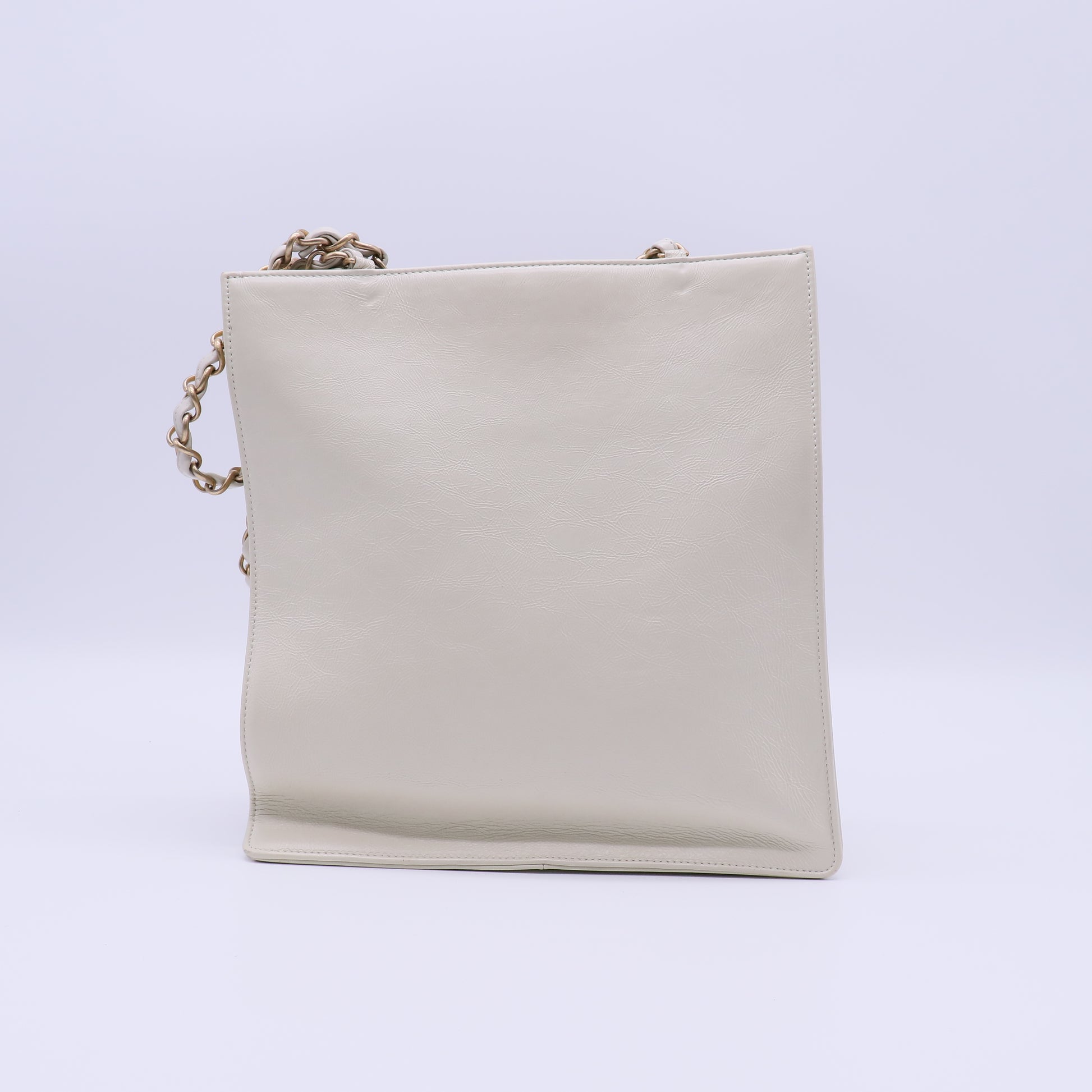 Chanel White calfskin shopping tote bag Twins LDJ4035
