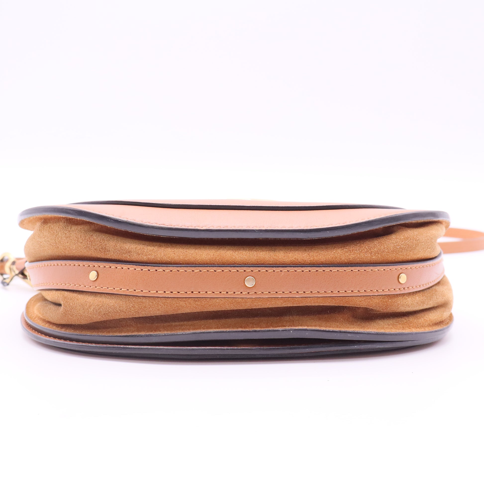 CHLOÉ Calfskin Suede Medium Nile Bracelet Bag Biscotti Beige twins