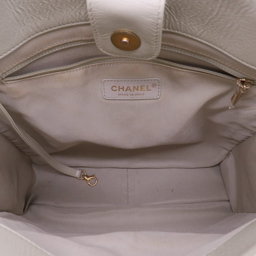 Chanel White calfskin shopping tote bag Twins LDJ4035