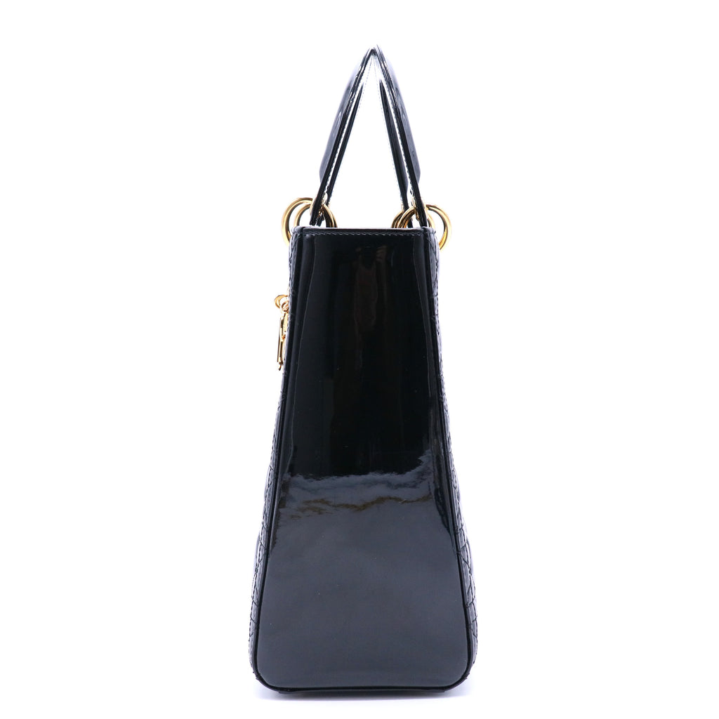 Lady Dior Bag Cannage Quilt Patent Large