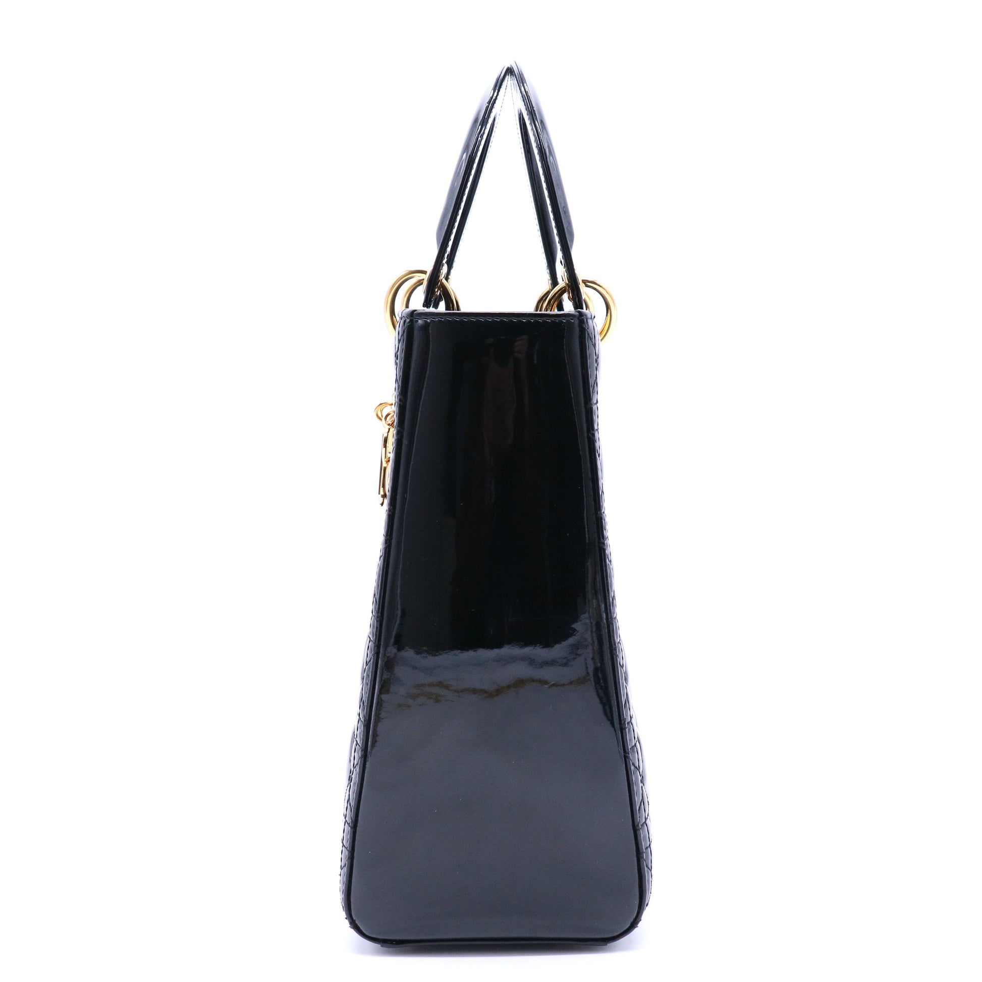 Lady Dior Bag Cannage Quilt Patent Large