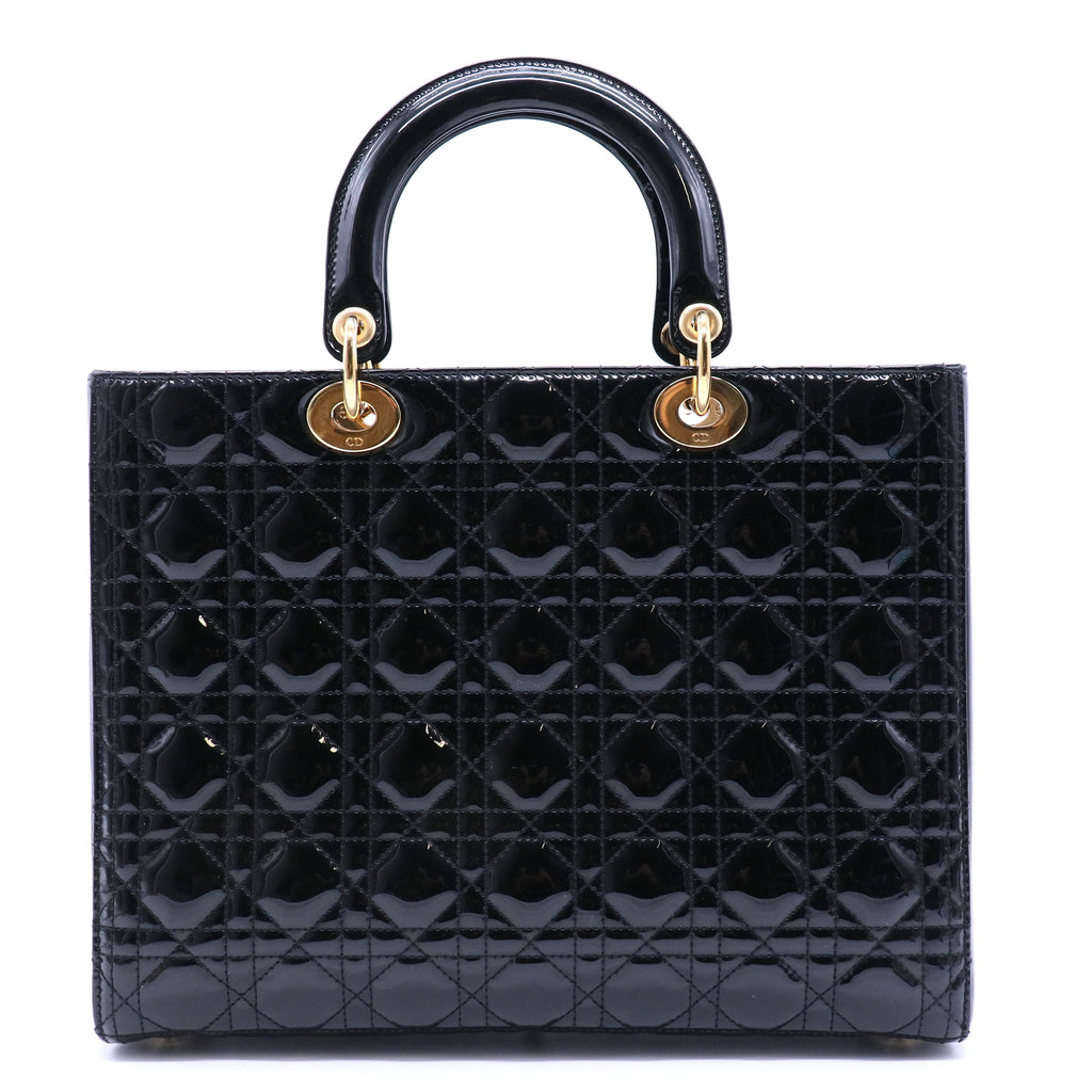 Lady Dior Bag Cannage Quilt Patent Large