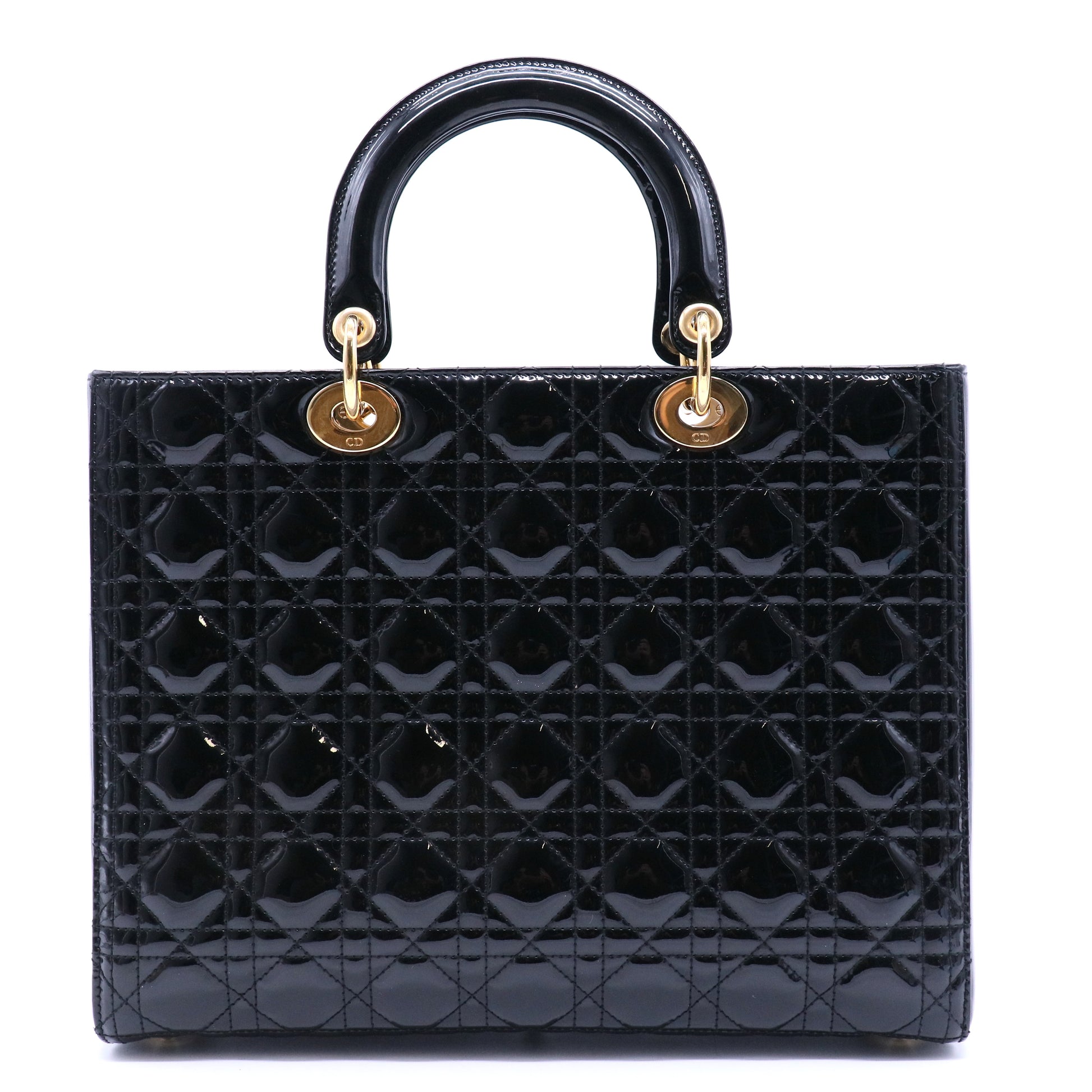 Lady Dior Bag Cannage Quilt Patent Large