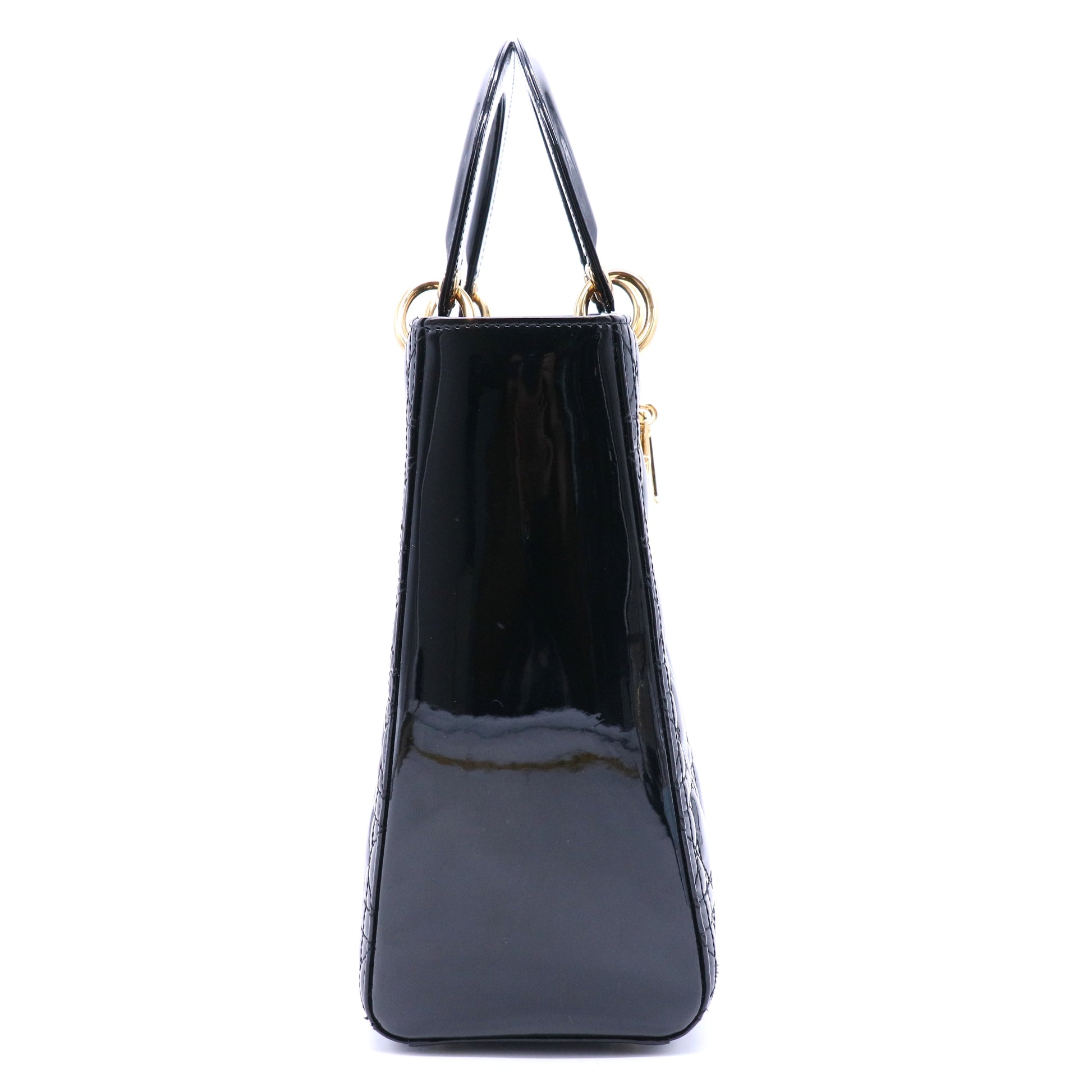 Lady Dior Bag Cannage Quilt Patent Large