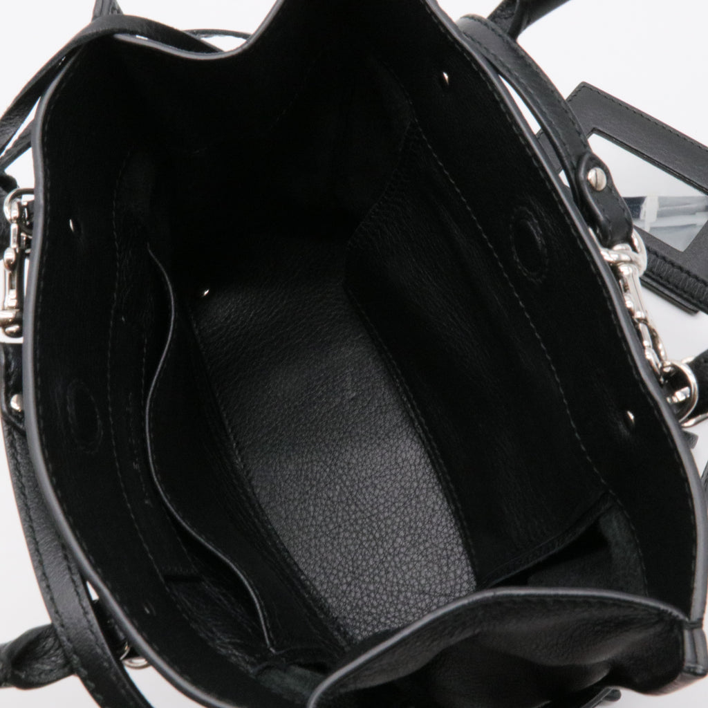 Calfskin Papier Mini A4 Zip Around Tote Black