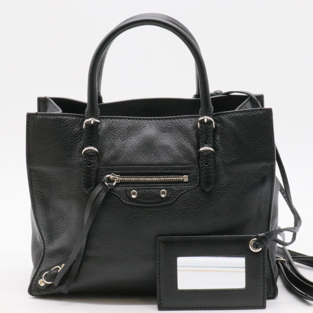 Calfskin Papier Mini A4 Zip Around Tote Black