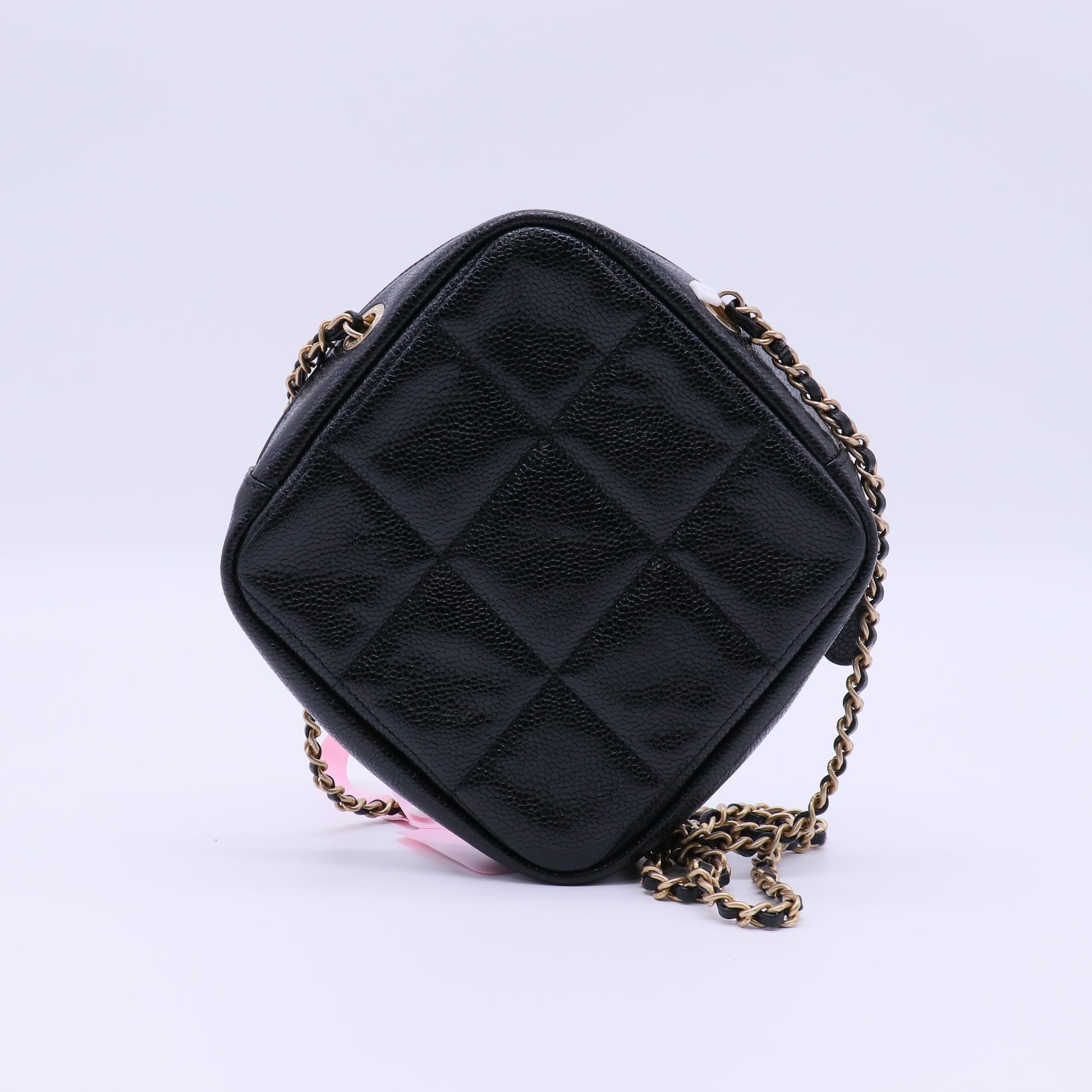 Chanel Diamond Coin Purse with Chain Quilted Caviar Twins LDJ4030