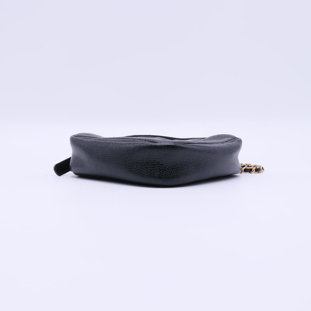 Chanel Diamond Coin Purse with Chain Quilted Caviar Twins LDJ4030