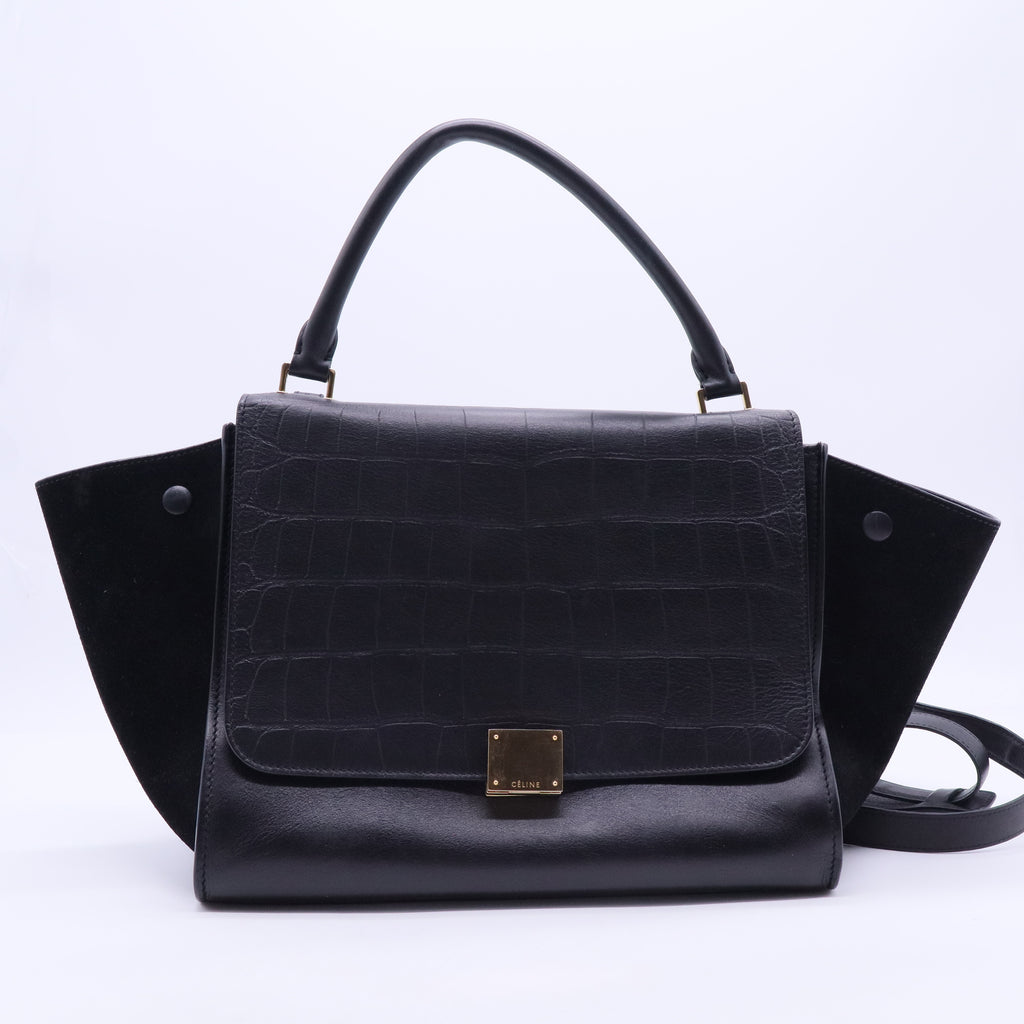 Trapeze Crocodile Embossed Handbag B12342