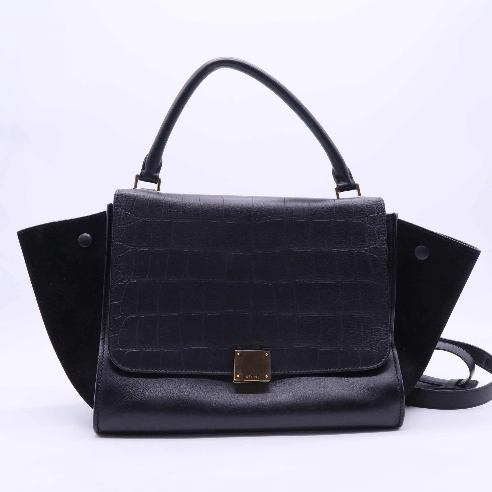 Trapeze Crocodile Embossed Handbag B12342