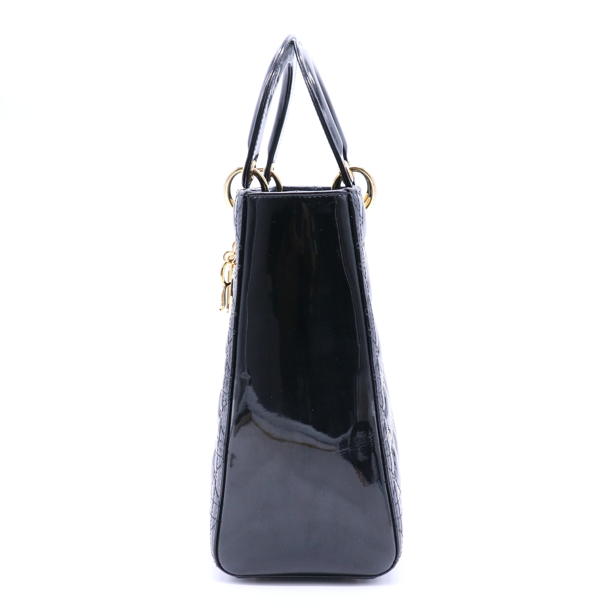 Lady Dior Bag Cannage Quilt Patent Large