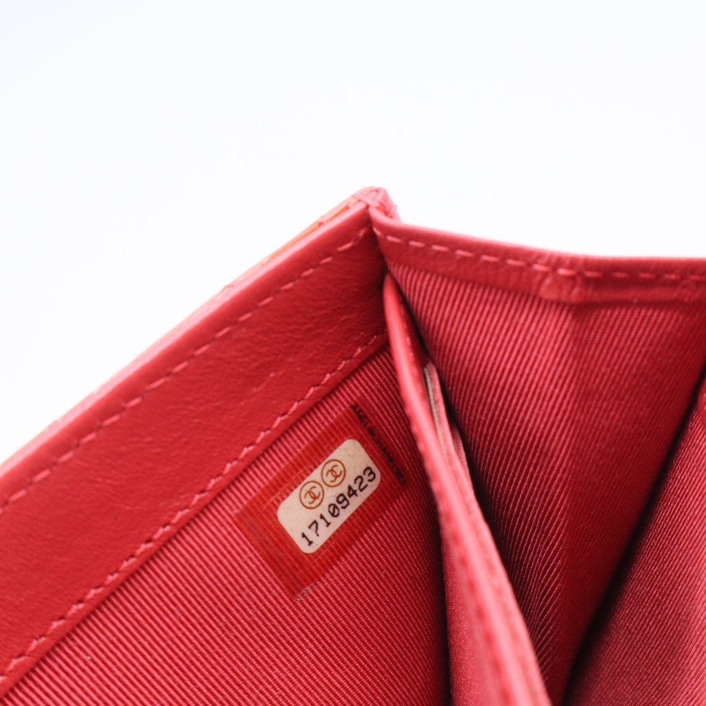 Patent Quilted Flap Wallet Dark Pink