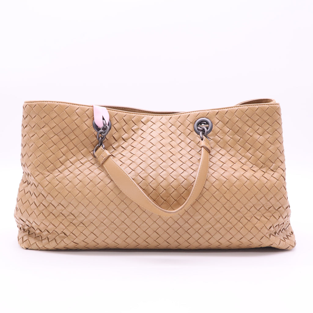 Bottega Veneta Intrecciato Chain Tote - Brown Shoulder Bags Twins