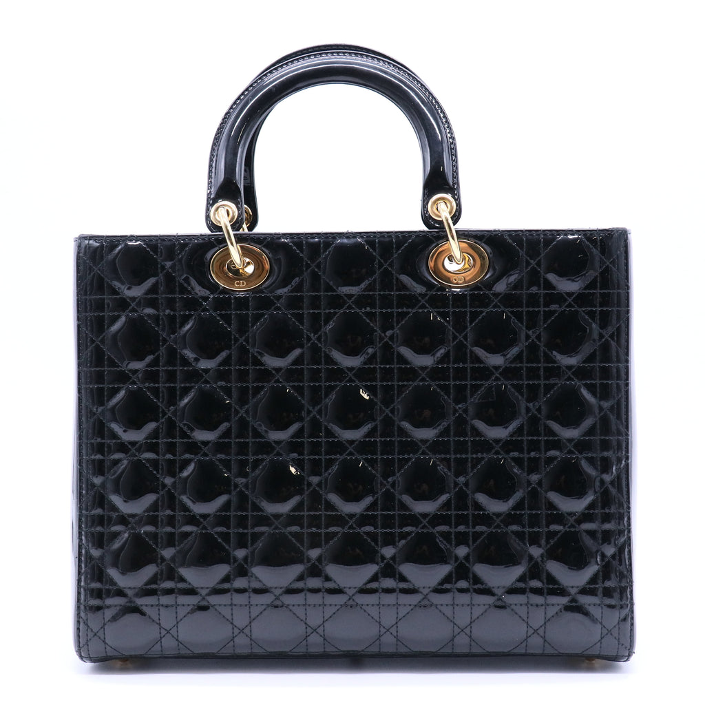 Lady Dior Bag Cannage Quilt Patent Large