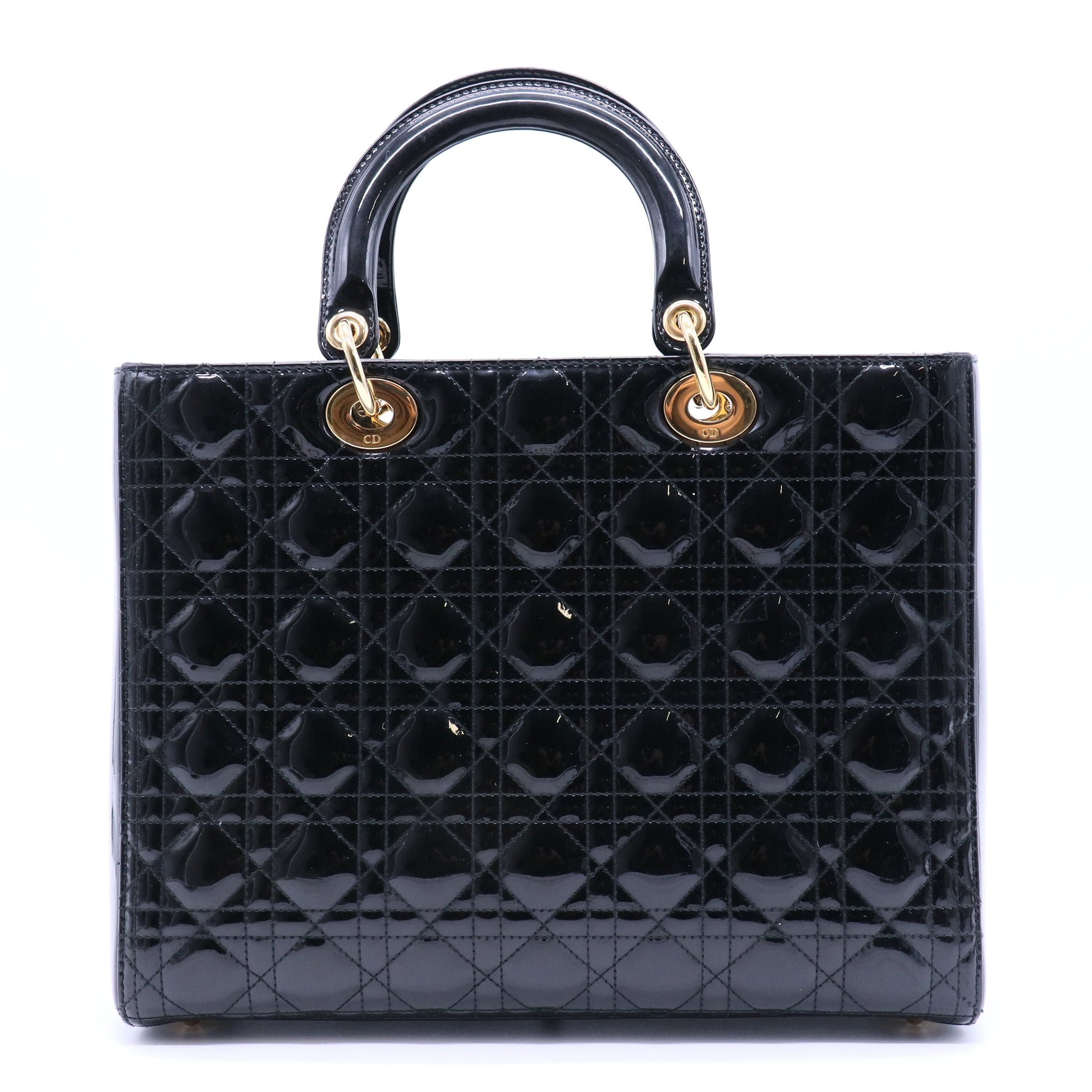 Lady Dior Bag Cannage Quilt Patent Large