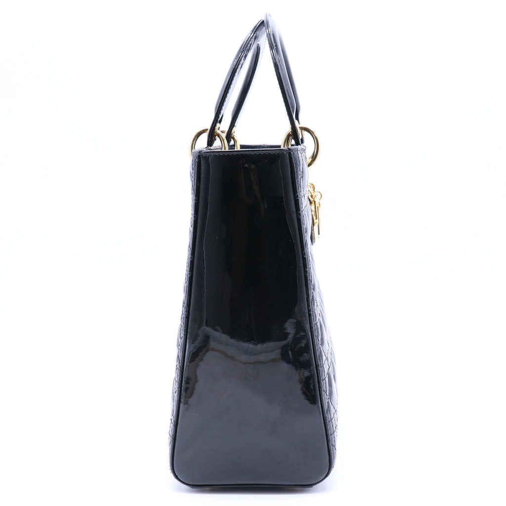 Lady Dior Bag Cannage Quilt Patent Large